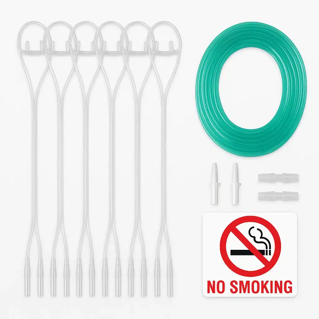 MTR-1532 Oxygen Supply Setup Kit with a 'No Smoking' sign