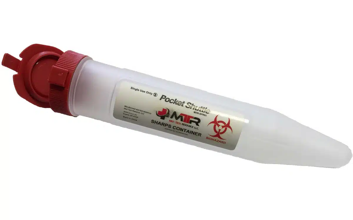 Pocket Shuttle Sharps Container &ndash; Bulk Case of 144 from MM Medical Supply